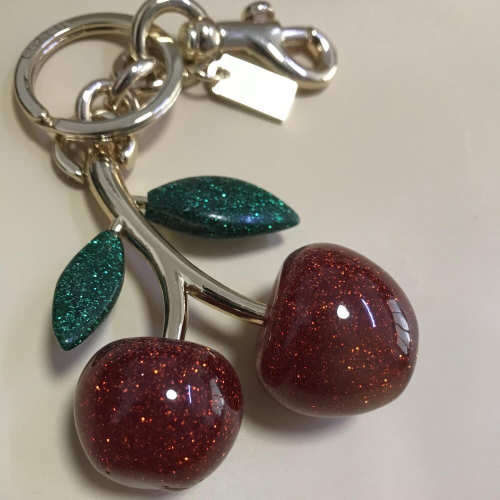 COACH Cherry Keychain Gold/Red